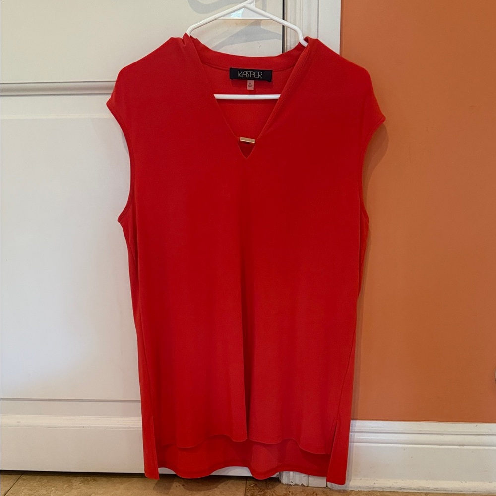 Kasper Bold Red Sleeveless Tank Top
